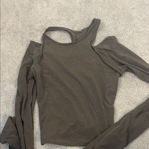 Women's Olive Green Cold Shoulder Top Free people